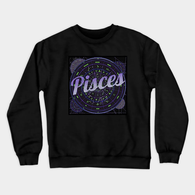 Pisces Zodiac Astrology Crewneck Sweatshirt by Aurora X